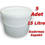 Decotone 15 Lt Plastik Kapaklı Kova Hobi Boya Gıda Yoğurt Fermantasyon Kovası Beyaz - 5 Adet