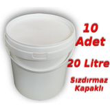 Decotone 20 Lt Plastik Kapaklı Kova Hobi Boya Gıda Yoğurt Fermantasyon Kovası Beyaz - 10 Adet