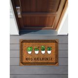 Decotorium Kapı Önü Paspası Toz Alıcı Kaydırmaz Dekoratif Ince Paspas - 51 x 65 cm - Açık Kahverengi