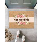 Decotorium Kapı Önü Paspası Toz Alıcı Kaydırmaz Dekoratif Ince Paspas - Açık Kahverengi - 50 x 65 cm