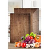 Decovetro 2'li Cam Kesme Tahtası ve Sunumluk Eski Ahşap Desenli 20 x 30 ve 25 x 35 Cm