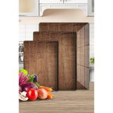 Decovetro 3'lü Cam Kesme Tahtası ve Sunumluk Eski Ahşap Desenli 20 x 30, 25 x 35 ve 30 x 40 Cm