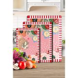 Decovetro 3'lü Cam Kesme Tahtası ve Sunumluk Karışık Renkli Love Desenli 20 x 30, 25 x 35 ve 30 x 40 cm