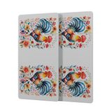 Decovetro Cam Kahve Sofra Sunum Tablası 2'li Set Balkan Horoz Desenli 30 x 15 cm