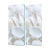 Decovetro Cam Kahve Sofra Sunum Tablası 2'li Set Deniz Kabuğu Desenli 30 x 15 cm
