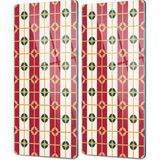 Decovetro Cam Kahve Sofra Sunum Tablası 2'li Set Kırmızı Beyaz Geometrik Desenli 30 x 15 cm - Çok Renkli