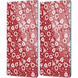 Decovetro Cam Kahve Sofra Sunum Tablası 2'li Set Kırmızı Karışık Desenli 30 x 15 cm - Çok Renkli