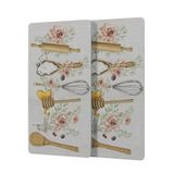 Decovetro Cam Kahve Sofra Sunum Tablası 2'li Set Kitchenware Desenli 30 x 15 cm