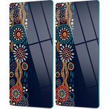 Decovetro Cam Kahve Sofra Sunum Tablası 2'li Set Lacivert Renkli Geometrik Desenli 30 x 15 cm - Çok Renkli