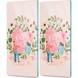 Decovetro Cam Kahve Sofra Sunum Tablası 2'li Set Pembe For You Desenli 30 x 15 cm - Çok Renkli