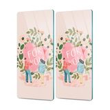 Decovetro Cam Kahve Sofra Sunum Tablası 2'li Set Pembe For You Desenli 30 x 15 cm