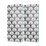 Decovetro Cam Kahve Sofra Sunum Tablası 2'li Set Siyah Beyaz Geometrik Desenli 30 x 15 cm