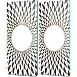 Decovetro Cam Kahve Sofra Sunum Tablası 2'li Set Siyah Beyaz Mermer Ayna Görünümü Desenli 30 x 15 cm - Renkli