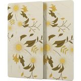 Decovetro Cam Kahve Sofra Sunum Tablası 2'li Set Vintage Papatya 30 x 15 cm - Renkli