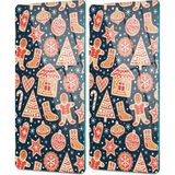Decovetro Cam Kahve Sofra Sunum Tablası 2'li Set Yılbaşı Kurabiye Desenli 30 x 15 cm - Renkli