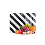 Decovetro Cam Kesme Tahtası Çarpraz Siyah Beyaz Mermer Desenli 20x30 cm