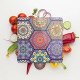 Decovetro Cam Kesme Tahtası Kare Altıgen Mandala Desenli 30x30 Cm