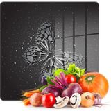 Decovetro Cam Kesme Tahtası Kare Black Kelebek Desenli 30X30 cm