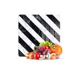 Decovetro Cam Kesme Tahtası Kare Çarpraz Siyah Beyaz Mermer Desenli 30x30 cm
