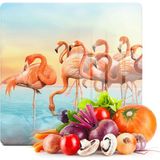 Decovetro Cam Kesme Tahtası Kare Flamingo Desenli 30X30 cm