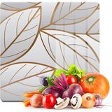 Decovetro Cam Kesme Tahtası Kare Gold Yaprak Desenli 30X30 cm