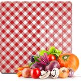 Decovetro Cam Kesme Tahtası Kare Kırmızı Beyaz Desenli 30x30 Cm