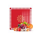 Decovetro Cam Kesme Tahtası Kare Kırmızı Beyaz Kar Tanesi Desenli 30x30 Cm