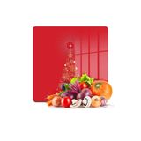 Decovetro Cam Kesme Tahtası Kare Kırmızı Yılbaşı Ağacı Desenli 30x30 Cm