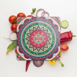 Decovetro Cam Kesme Tahtası Kare Mandala 5 Desenli