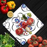 Decovetro Cam Kesme Tahtası Kare Nazar Çiçekleri Desenli 30x30 Cm
