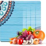 Decovetro Cam Kesme Tahtası Kare Otantik Turkuaz Desenli 30x30 Cm