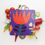 Decovetro Cam Kesme Tahtası Kare Renkli Lale Çiçek Desenli 30x30 Cm