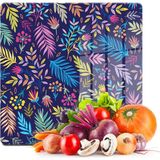 Decovetro Cam Kesme Tahtası Kare Renkli Yaprak Desenli 30x30 Cm
