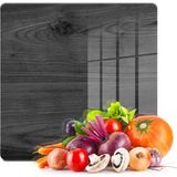 Decovetro Cam Kesme Tahtası Kare Siyah Ahşap Desenli 30x30 Cm
