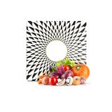 Decovetro Cam Kesme Tahtası Kare Siyah Beyaz Ayna Görünümü Desenli 30x30 cm