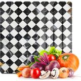 Decovetro Cam Kesme Tahtası Kare Siyah Beyaz Dama Desenli 30x30 Cm