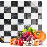 Decovetro Cam Kesme Tahtası Kare Siyah Beyaz Desenli 30x30 Cm