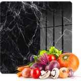 Decovetro Cam Kesme Tahtası Kare Siyah Beyaz Mermer Desenli 30x30 Cm