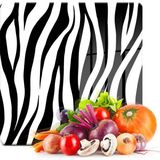 Decovetro Cam Kesme Tahtası Kare Zebra Desenli 30x30 Cm