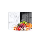 Decovetro Cam Kesme Tahtası Pi Natura Double Siyah Beyaz Mermer Desenli 30x40 cm