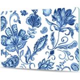 Decovetro Cam Kesme Tahtası ve Sunum Tablası Çini Çiçek Desenli - 20 x 30 cm