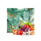 Decovetro Cam Kesme Tahtası Ve Sunum Tablası | Yeşil Gold Mermer Görünümlü | 30cm X 40cm