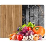 Decovetro Cam Kesme Tahtası ve Sunumluk Ahşap Mermer Desenli 20X30 cm - Çok Renkli