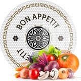 Decovetro Cam Kesme Tahtası ve Sunumluk Amore Yuvarlak Bon Appetit 30X30 cm - Çok Renkli
