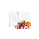 Decovetro Cam Kesme Tahtası ve Sunumluk Beyaz Mermer Desenli 20x30 Cm