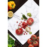 Decovetro Cam Kesme Tahtası ve Sunumluk Beyaz Mermer Desenli 25 x 35 Cm