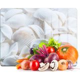 Decovetro Cam Kesme Tahtası ve Sunumluk Deniz Kabukları Desenli 20X30 cm - Çok Renkli