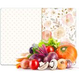 Decovetro Cam Kesme Tahtası ve Sunumluk Flower & Points Desenli 20 x 30 cm - Çok Renkli