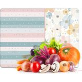 Decovetro Cam Kesme Tahtası ve Sunumluk Flower & Stripes Desenli 20 x 30 cm - Çok Renkli