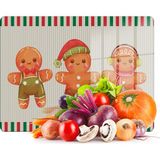 Decovetro Cam Kesme Tahtası ve Sunumluk Gingerbread Yeniyıl Kurabiye Desenli 20 x 30 cm - Çok Renkli
